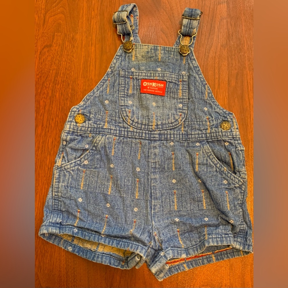 Vintage Oshkosh Vestbak Baseball Short Overalls 24 Months